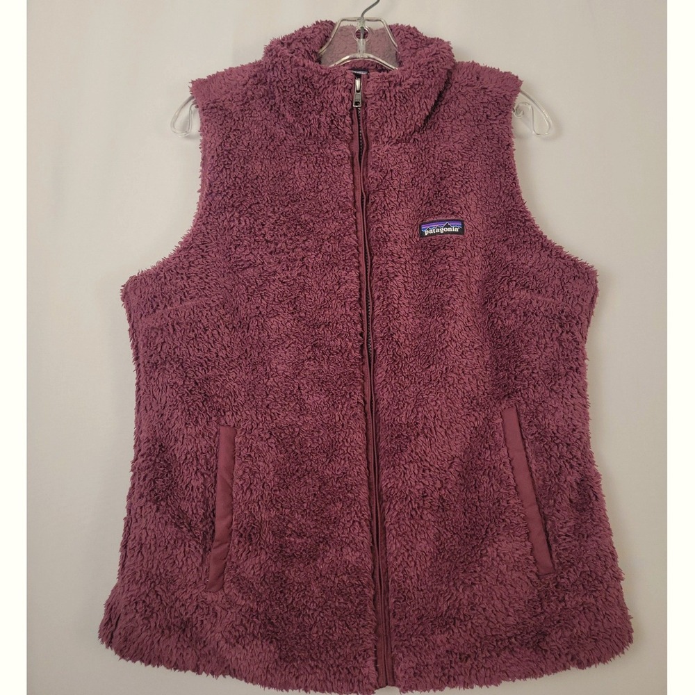Patagonia Los Gatos Fleece Vest Burgundy Full Zip High Pile Large 25216